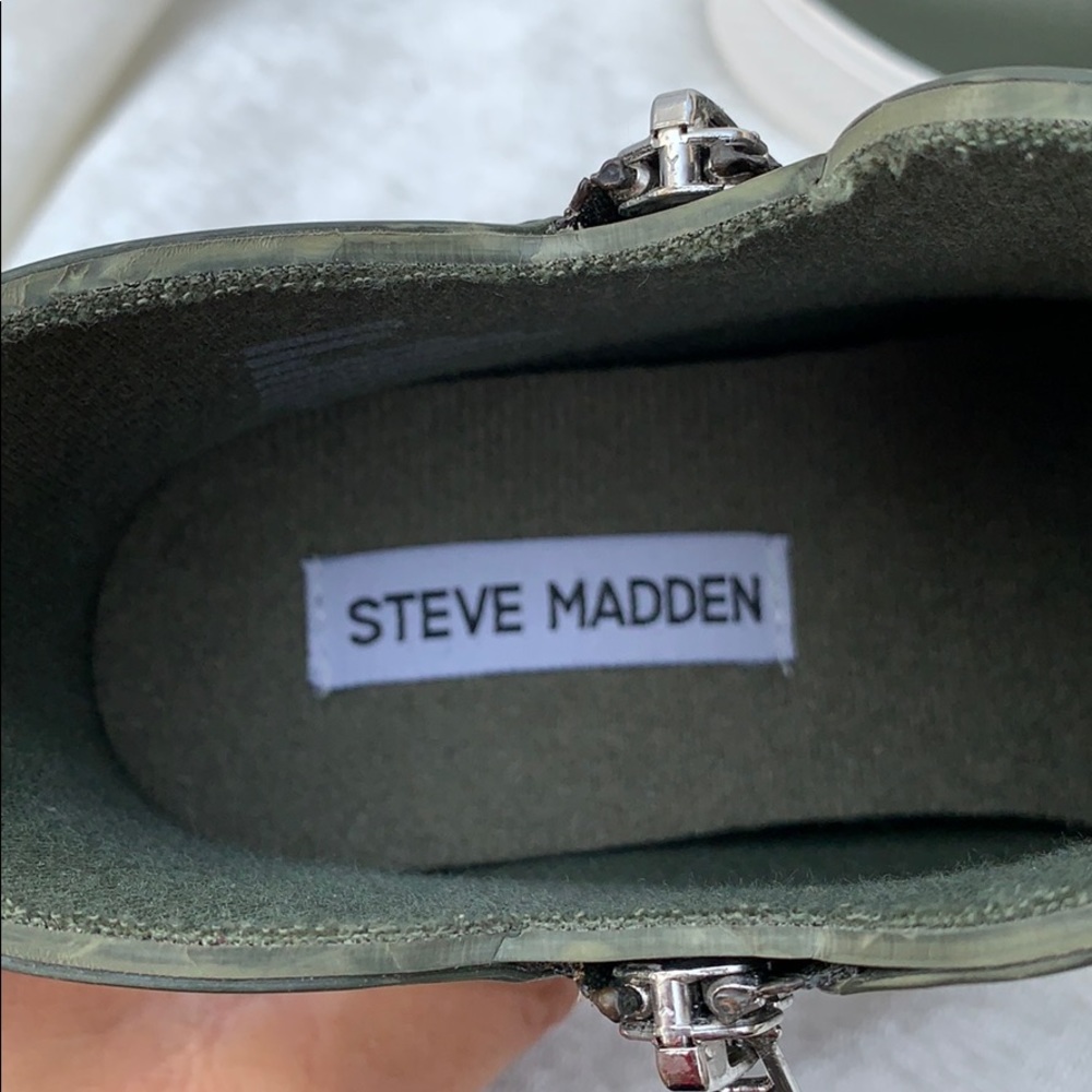 Steve Madden Rain Boots Wedgie Olive Green - Picture 6 of 7
